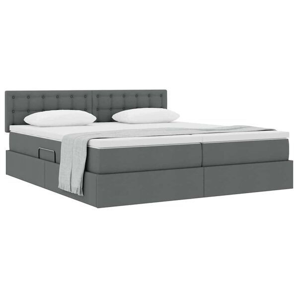 vidaXL Letto con Contenitore Grigio scuro 200 x 200 cm Pelle Sintetica