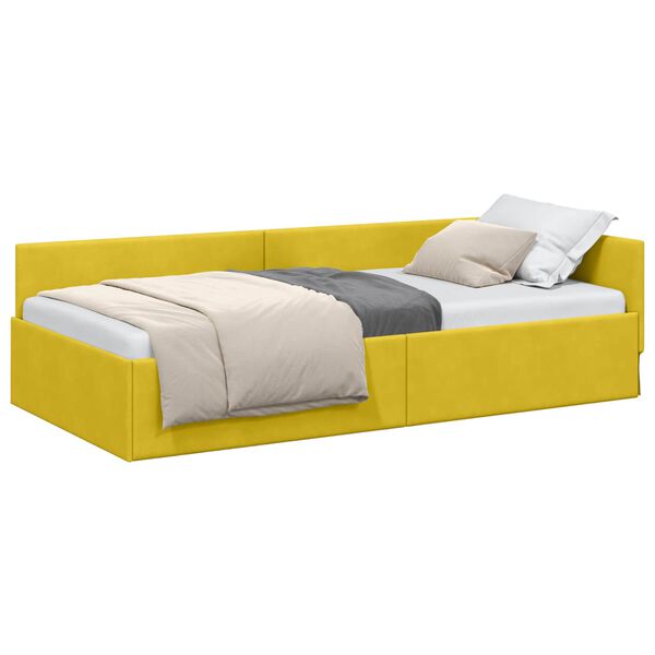 vidaXL Cornice del letto ad angolo con testiera Giallo 80 cm x 200 cm