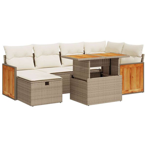 vidaXL Set Divano da Giardino 8 pz con Cuscini Beige in Polyrattan