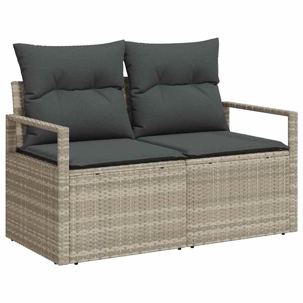 vidaXL Set di divani con cuscino 4 pcs Grigio chiaro polyrattan