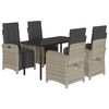 vidaXL Set Pranzo da Giardino 5pz con Cuscini Grigio Chiaro Polyrattan