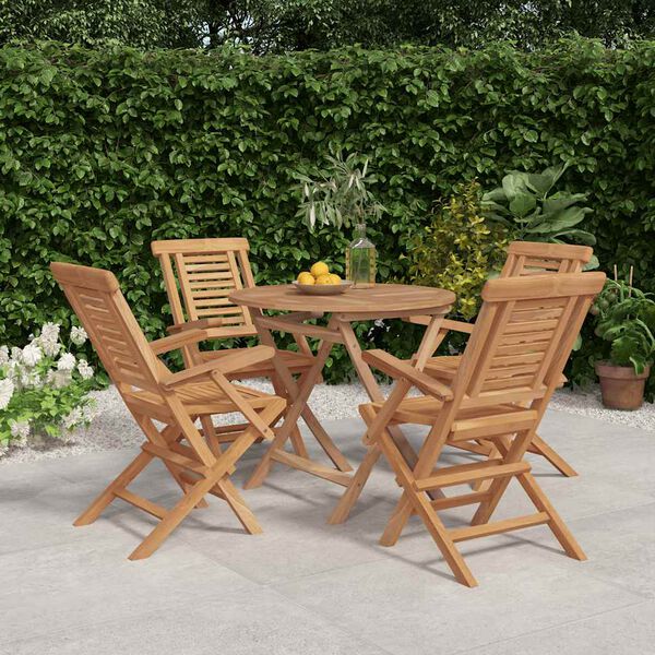 vidaXL Set da Pranzo per Giardino 5 pz in Legno Massello di Teak