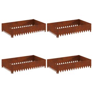 vidaXL Bordura per Prato 4 pz 100 x 60 x 20 cm Acciaio Ruggine