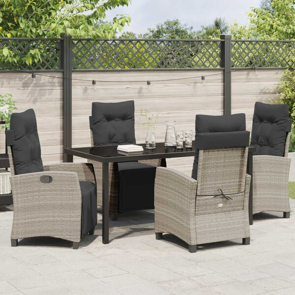 vidaXL Set da Pranzo per Giardino 5 pcs Grigio chiaro polyrattan