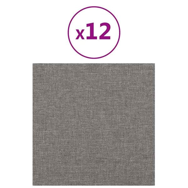 vidaXL Pannelli Murali 12 pz Grigio Chiaro 30x30 cm in Tessuto 1,08 m²