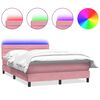 vidaXL Letto a Molle con Materasso e LED Rosa 140x220 cm in Velluto