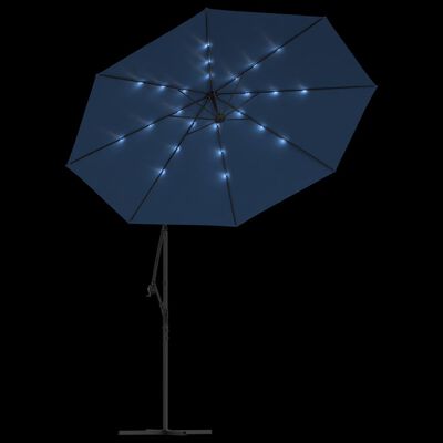 vidaXL Ombrellone a Sbalzo con LED e Palo in Acciaio 300 cm Azzurro