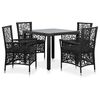 vidaXL Set da Pranzo da Giardino 5 pz in Polyrattan Nero