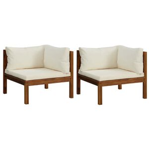 vidaXL Divani Angolari 2 pz con Cuscini Bianco Crema Massello Acacia