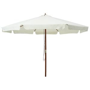 vidaXL Ombrellone da Esterno con Palo in Legno 330 cm Bianco Sabbia