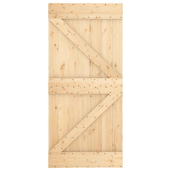 vidaXL Porta Scorrevole con Set Hardware 95x210 cm Legno Massello Pino