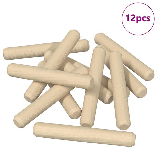 vidaXL Dowel in legno 12 pcs Marrone &Oslash;8 x 50 mm Legno massello