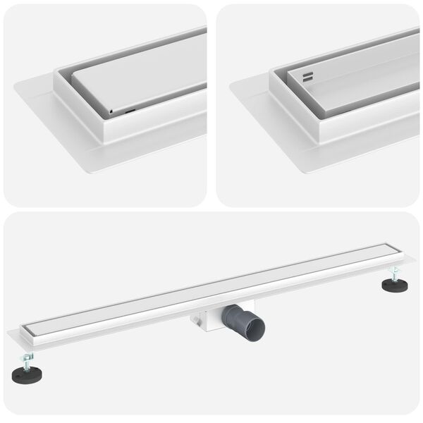 vidaXL Drenaggio doccia con copertura in vetro Argento 100 cm