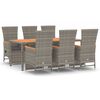 vidaXL Set da Pranzo da Giardino 7 pz con Cuscini in Polyrattan Grigio