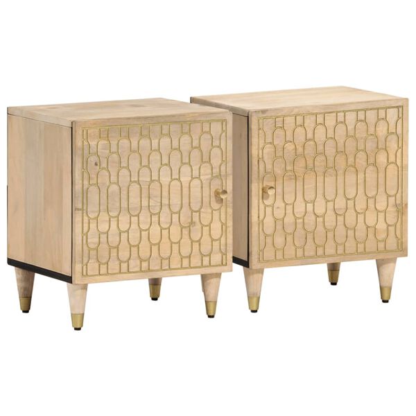 vidaXL Comodini 2pz 40x33x46 cm in Legno Massello di Mango