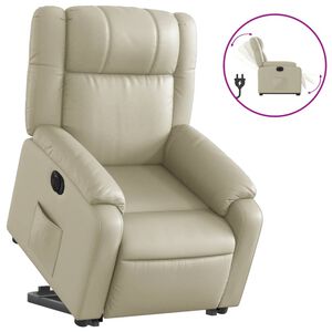 vidaXL Poltrona Alzapersona Reclinabile Crema in Similpelle