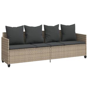 vidaXL Lettino Prendisole con Cuscini Grigio Chiaro&nbsp;in Polyrattan
