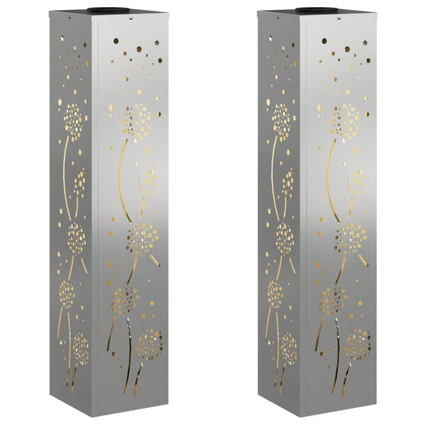 vidaXL Faro LED solare per sentieri 2 pcs Ruggine Zincato