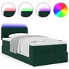 vidaXL Pouf Letto con Materasso e LED Verde Scuro 90x200cm in Velluto
