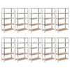 vidaXL Scaffali Resistenti 5 Strati 10pz Argento Acciaio e Multistrato