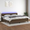 vidaXL Letto a Molle Materasso e LED Marronescuro 200x200cm in Tessuto