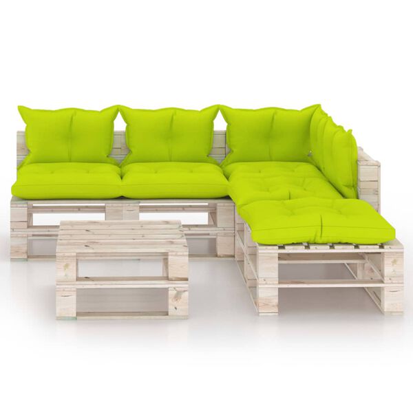 vidaXL Set Salotto Giardino su Pallet Cuscini 6 pz in Legno di Pino
