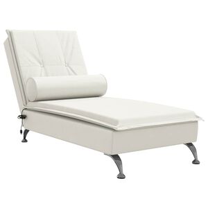 vidaXL Chaise Longue Massaggi con Cuscino a Rullo Crema in Velluto