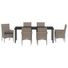 vidaXL Set da Pranzo per Giardino con cuscino 7 pcs Grigio polyrattan