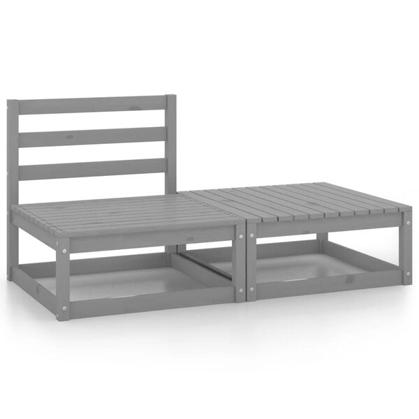 vidaXL Set Divani da Giardino 2 pz Grigio in Legno Massello di Pino