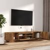 vidaXL Set Mobili TV 2pz con Luci LED Rovere Fumo in Legno Multistrato
