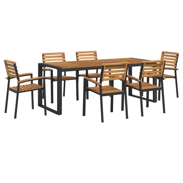 vidaXL Set Pranzo da Giardino 7 pz Legno Massello di Acacia e Metallo