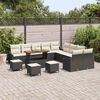vidaXL Set Divano da Giardino con cuscino 14 pcs Nero polyrattan