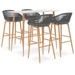 vidaXL Set da Bar 5 pz Bianco e Grigio