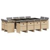 vidaXL Set Pranzo da Giardino 13 pz con Cuscini Beige Misto Polyrattan