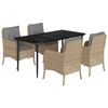 vidaXL Set da Pranzo da Giardino 5 pz con Cuscini Beige in Polyrattan