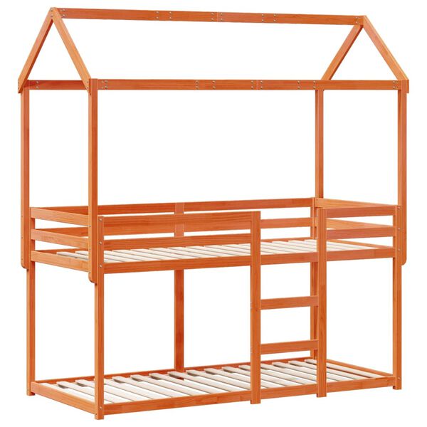 vidaXL Letto a Castello con Tetto Cera 90x200 cm Legno Massello Pino