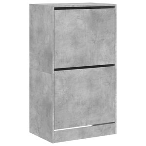 vidaXL Scarpiera 2 Cassetti Ribaltabili Grigio Cemento 60x42x108 cm