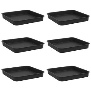 vidaXL Vassoio Quadrato per Fiori 6 pcs Nero 15 x 15 x 2 cm Plastica