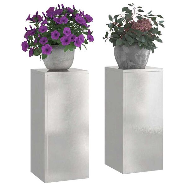 vidaXL Supporto per piante 2 pcs Argento 24 x 24 x 55 cm