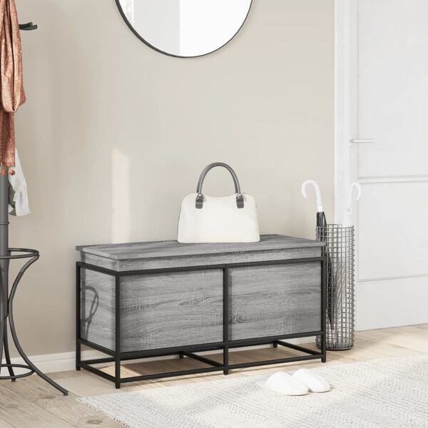 vidaXL Contenitore con Coperchio Grigio Sonoma 100x40x51,5 Truciolato