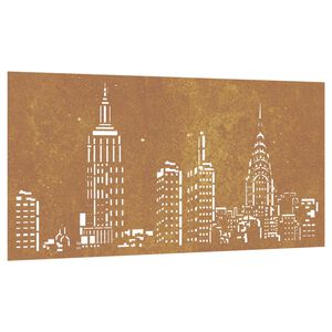 vidaXL Decorazione Muro da Giardino 105x55cm Skyline in Acciaio Corten