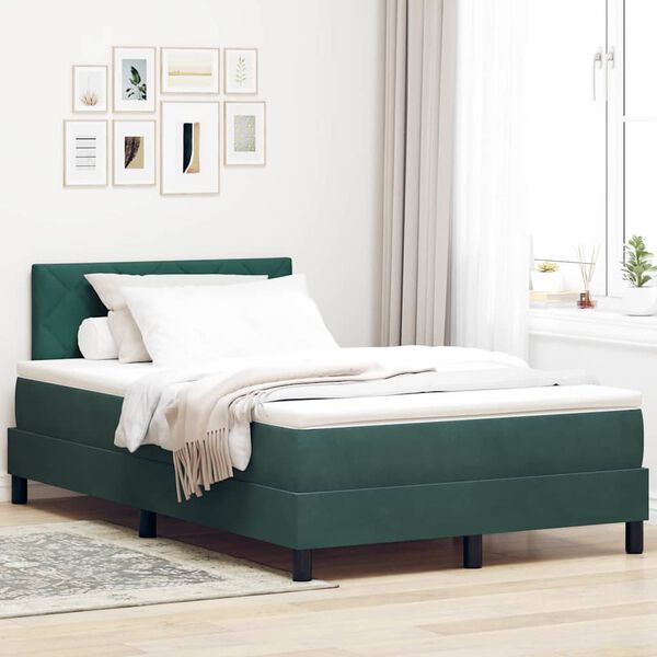vidaXL Letto a molle con materasso Verde Scuro 120 x 200 cm Velluto
