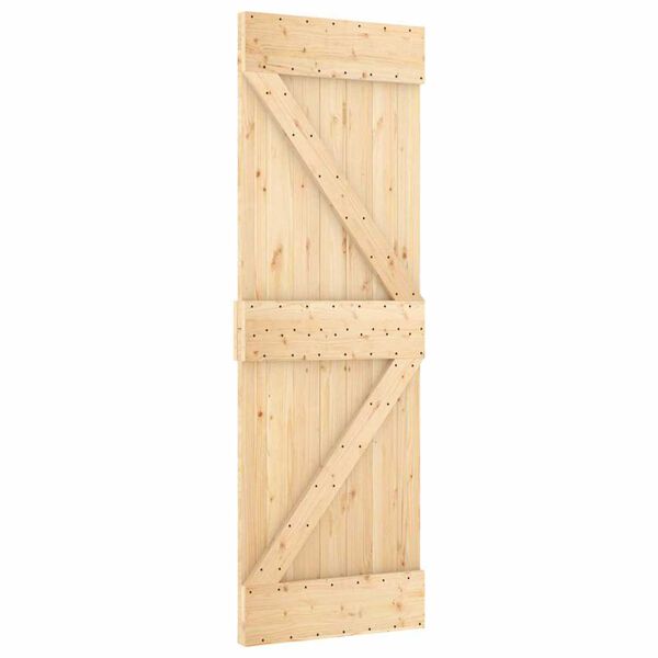 vidaXL Porta Scorrevole con Set Hardware 85x210 cm Legno Massello Pino