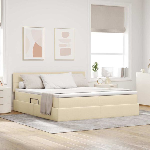 vidaXL Letto con Contenitore Crema 180 x 200 cm Pelle Sintetica