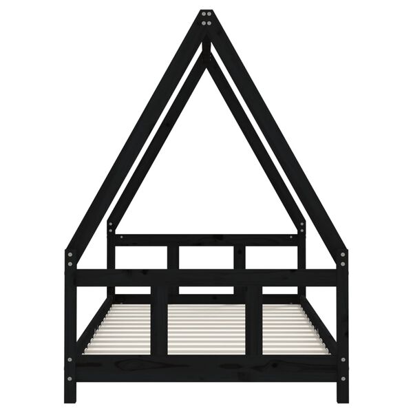 vidaXL Giroletto per Bambini Nero 90x190 cm in Legno Massello di Pino
