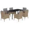 vidaXL Set da Pranzo da Giardino 7 pz con Cuscini Beige in Polyrattan