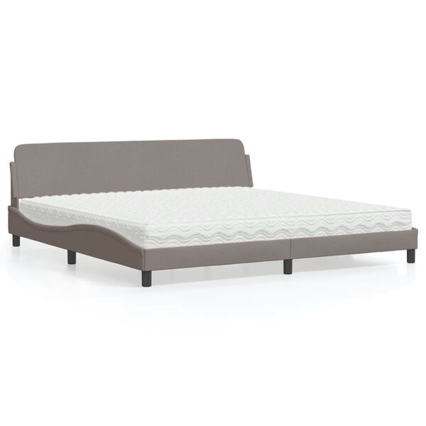 vidaXL Letto con Materasso Dover Tortora 200x200 cm in Tessuto