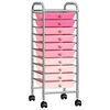 vidaXL Carrello Portaoggetti con 10 Cassetti Rosa Sfumato in Plastica