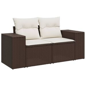 vidaXL Divano da Giardino a 2 Posti con Cuscini in Polyrattan Marrone