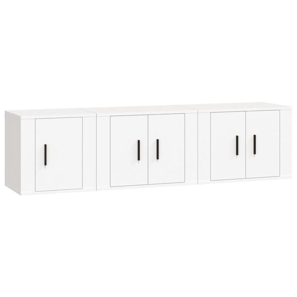 vidaXL Set Mobili Porta TV 3 pz Bianco in Legno Multistrato
